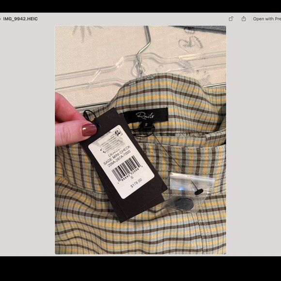 NWT Rails Deanna Checked Miniskirt in Sage Mini Check | Size S - Picture 7 of 7